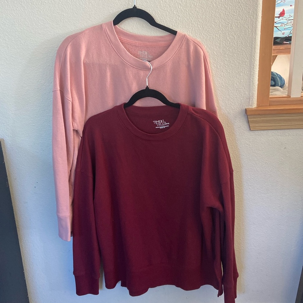 Bundle of 2, Time and Tru Crewneckk Sweatshirt Size Large